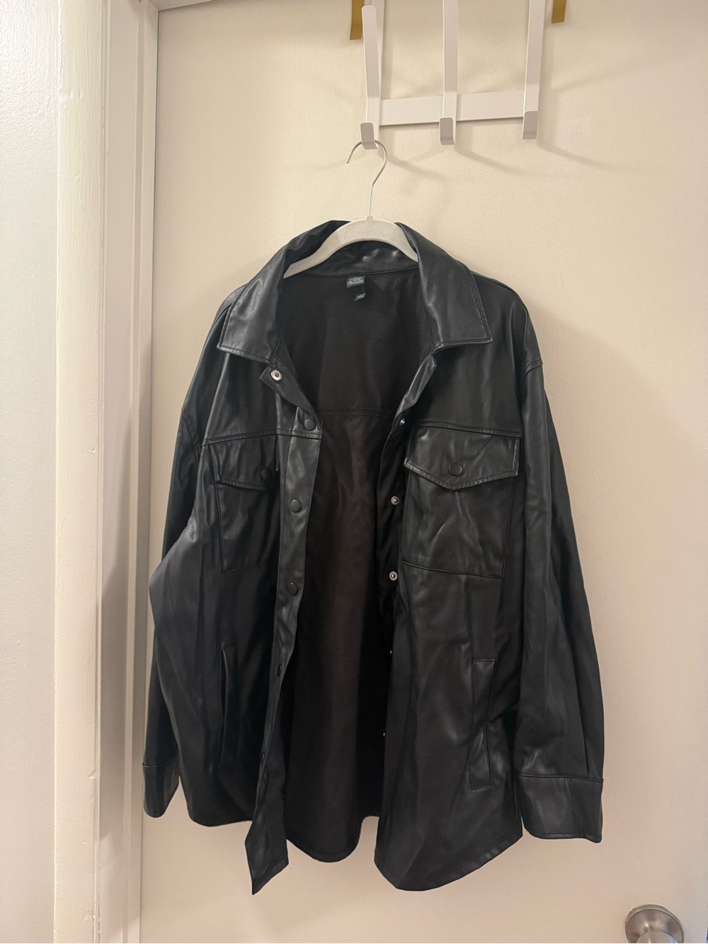 wild fable Black Faux Leather Overshirt Jacket